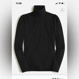 Formknit J Crew black puff sleeve turtleneck